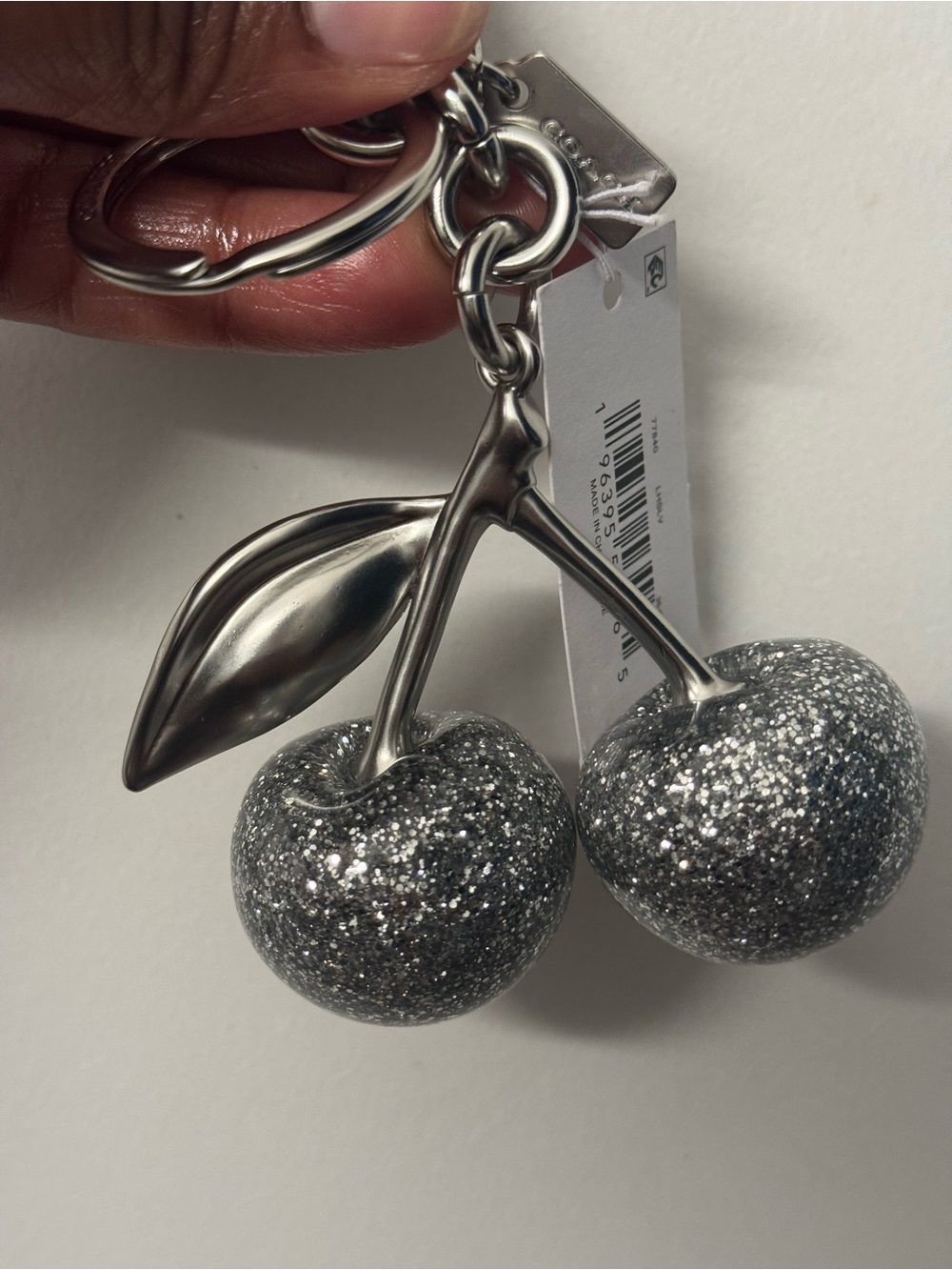Coach Silver Glitter Cherry Bag Charm - Picture 3 of 3